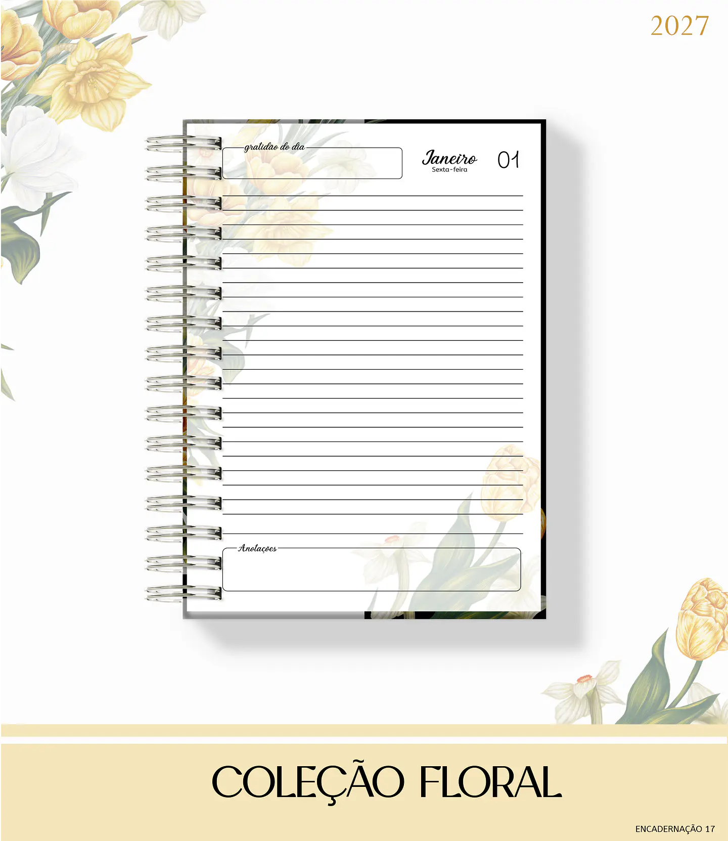 Coleção Floral Amarelo 2027 - Encadernação 3