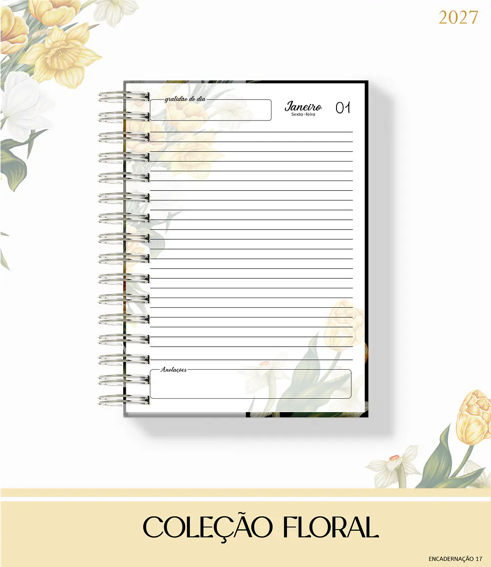 Coleção Floral Amarelo 2027 - Encadernação 3