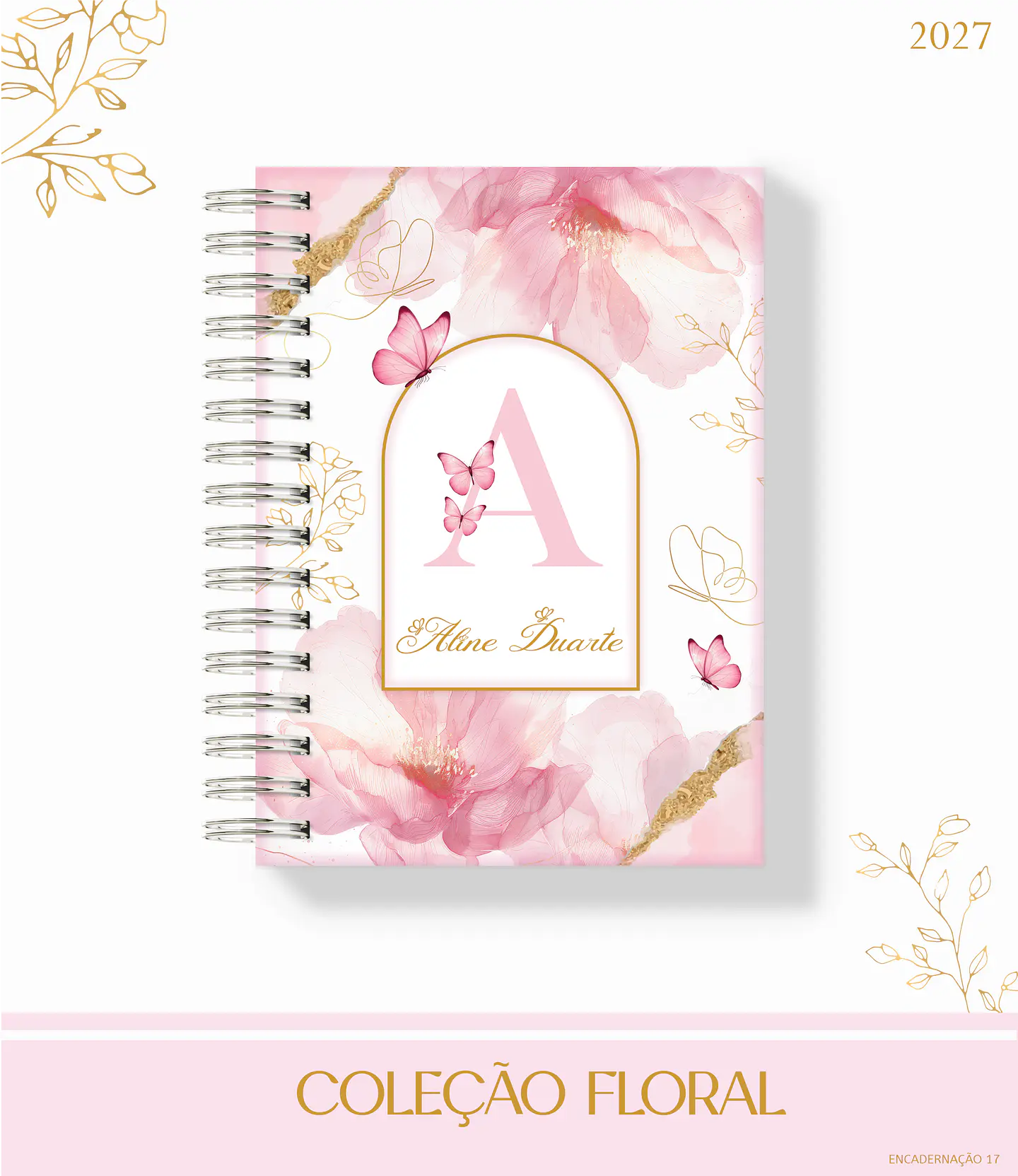 Coleção Floral Rosa 2027 - Encadernação 6