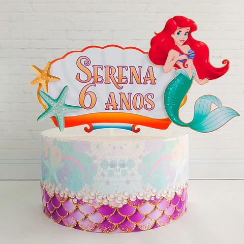 A Pequena Sereia Ariel- Topo de Bolo