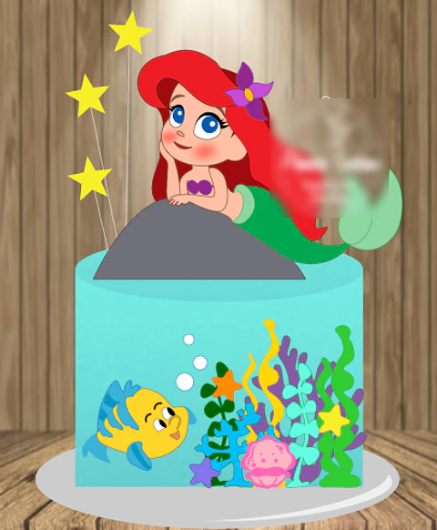 A Pequena Sereia Ariel- Topo de Bolo 