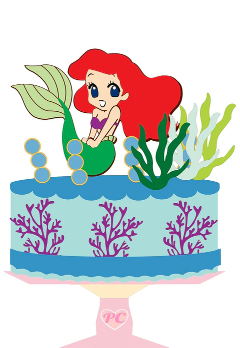 A Pequena Sereia Ariel- Topo de Bolo 