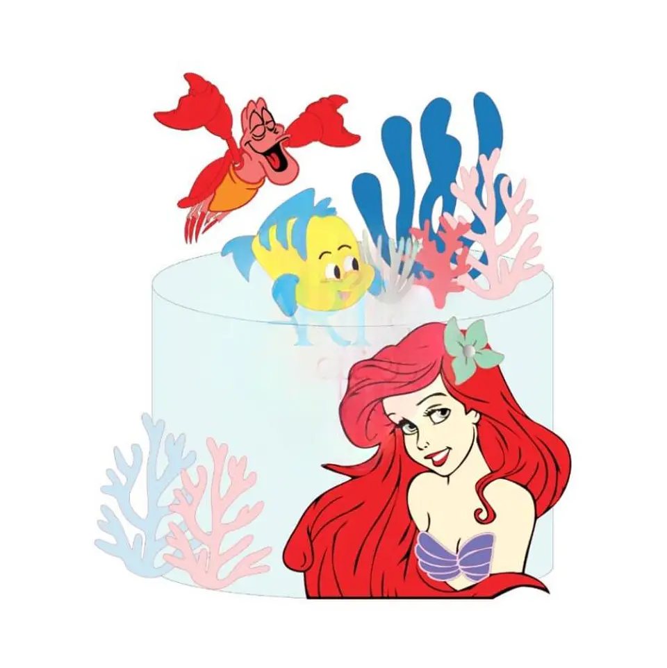 A Pequena Sereia Ariel- Topo de Bolo 1