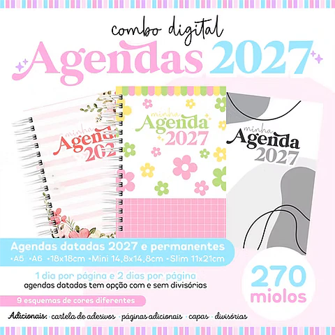 Combo Agendas 2027 - Encadernação