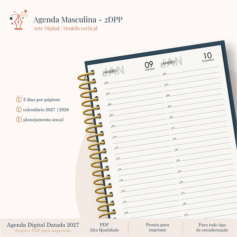 Agenda Masculina Vertical 2027 - 2DPP