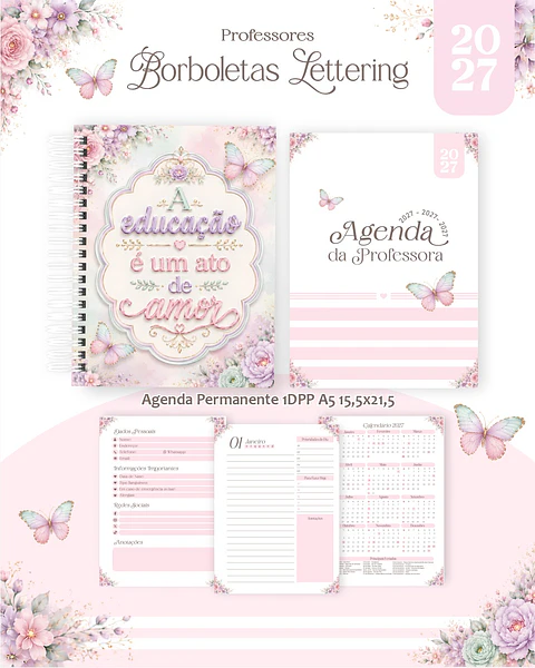 Borboletas Lettering - Professores 2027