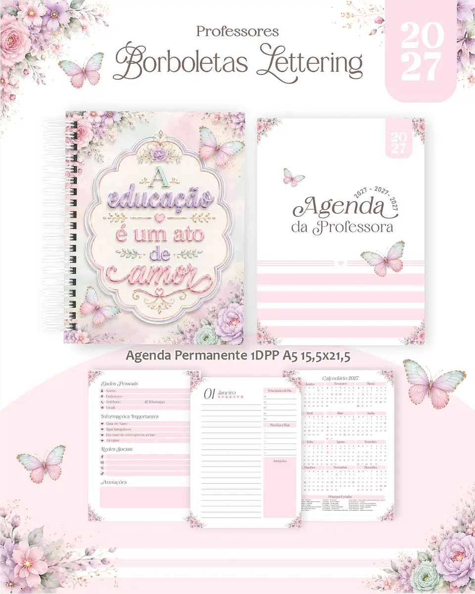 Borboletas Lettering - Professores 2027 1