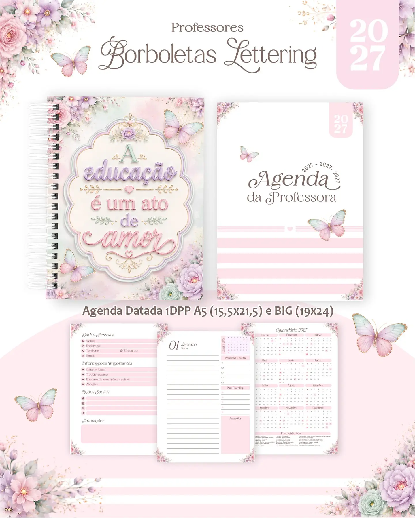 Borboletas Lettering - Professores 2027 3