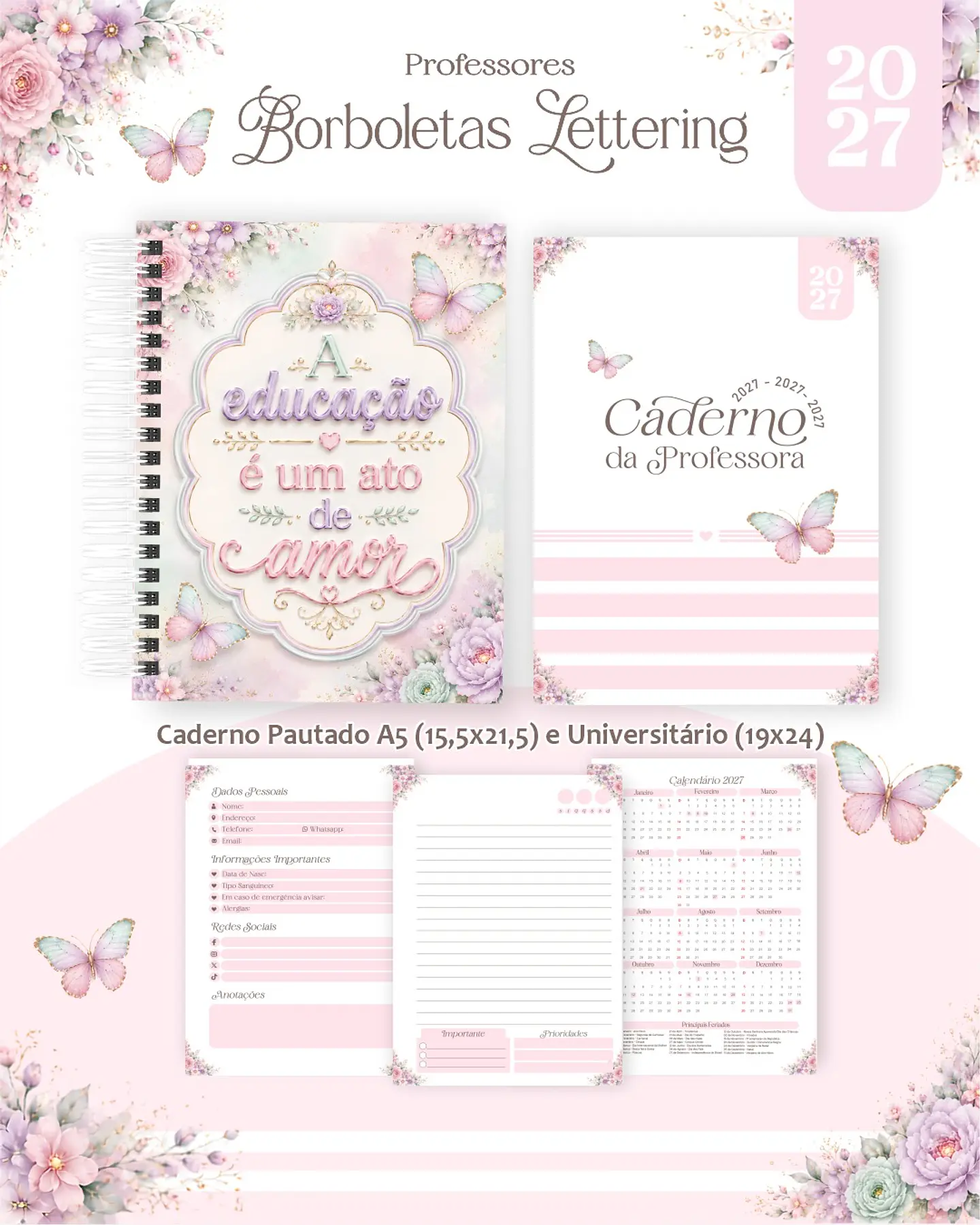 Borboletas Lettering - Professores 2027 4