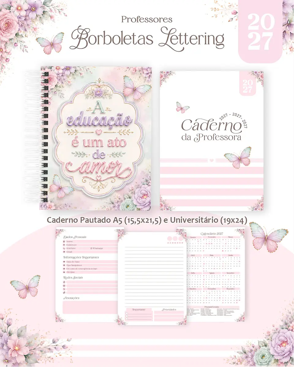 Borboletas Lettering - Professores 2027 4