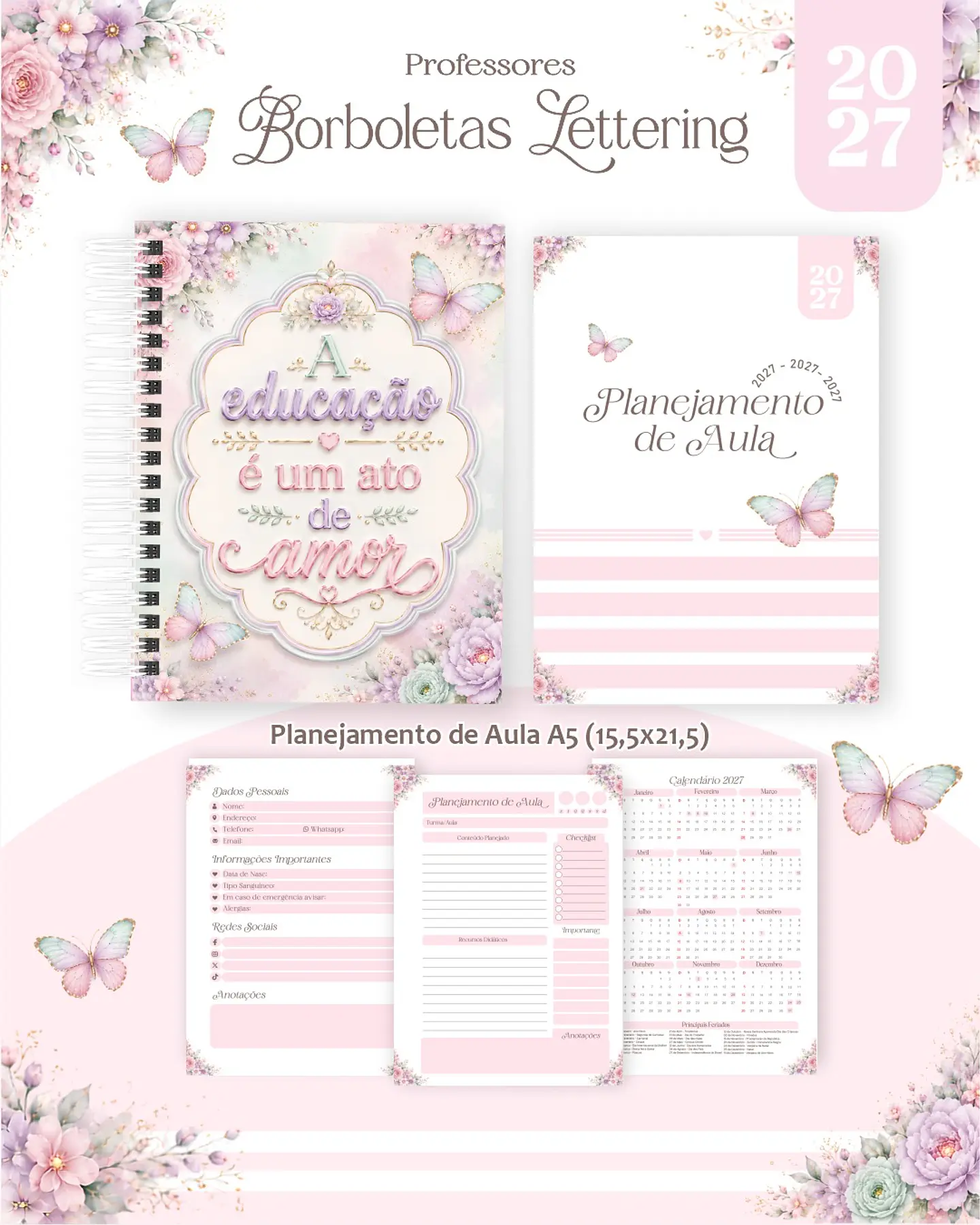 Borboletas Lettering - Professores 2027 7