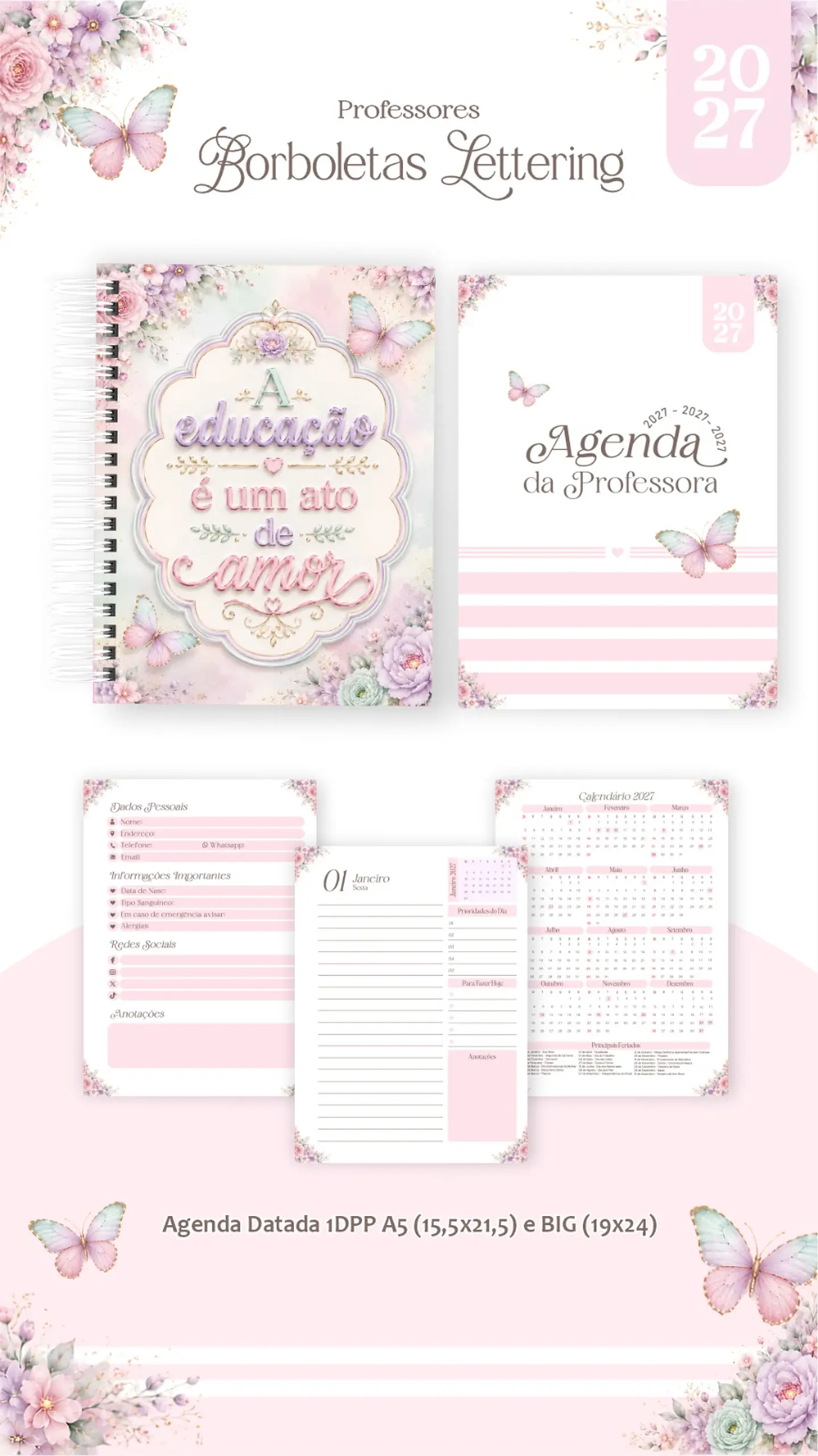 Borboletas Lettering - Professores 2027 9