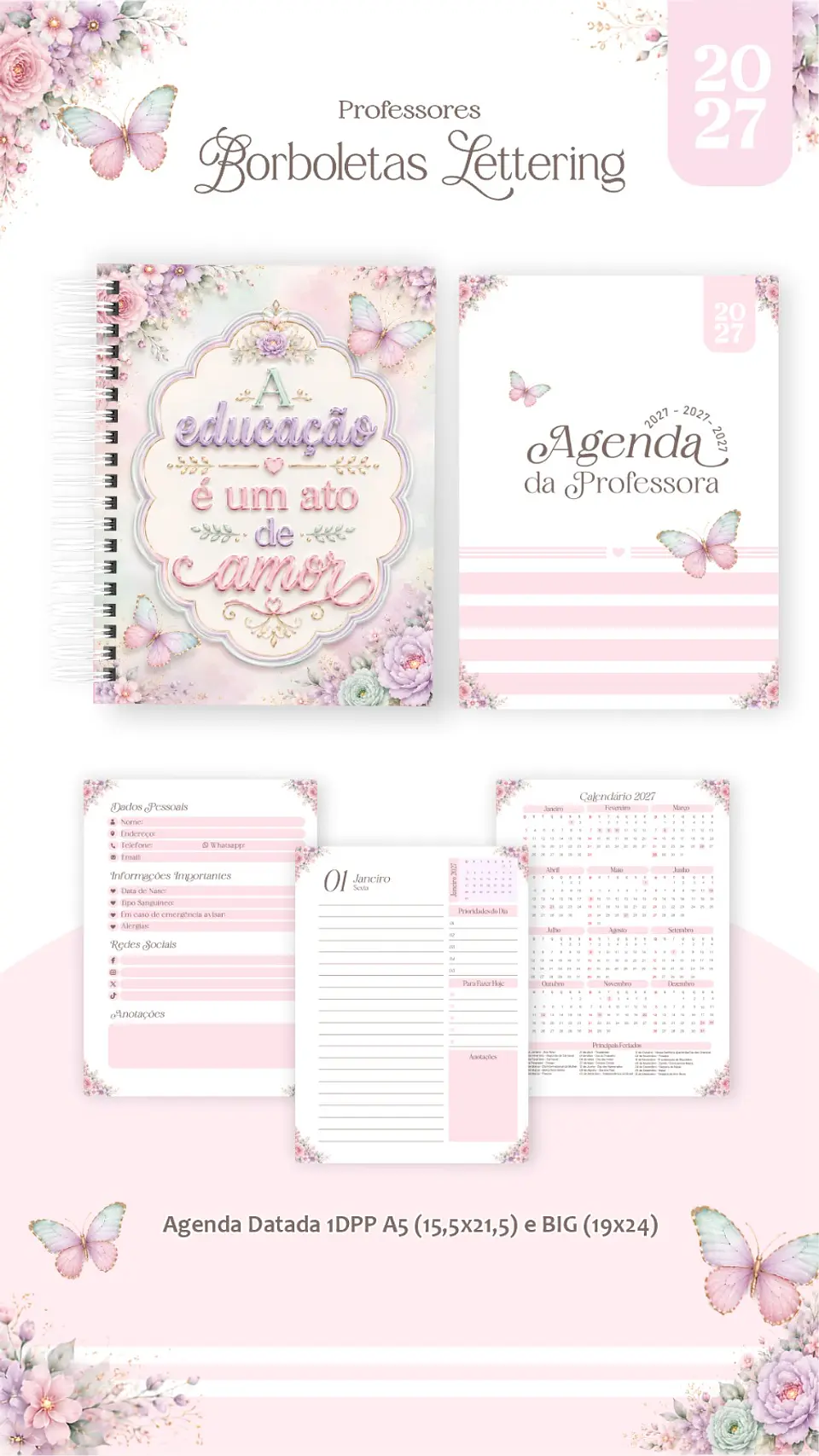 Borboletas Lettering - Professores 2027 9