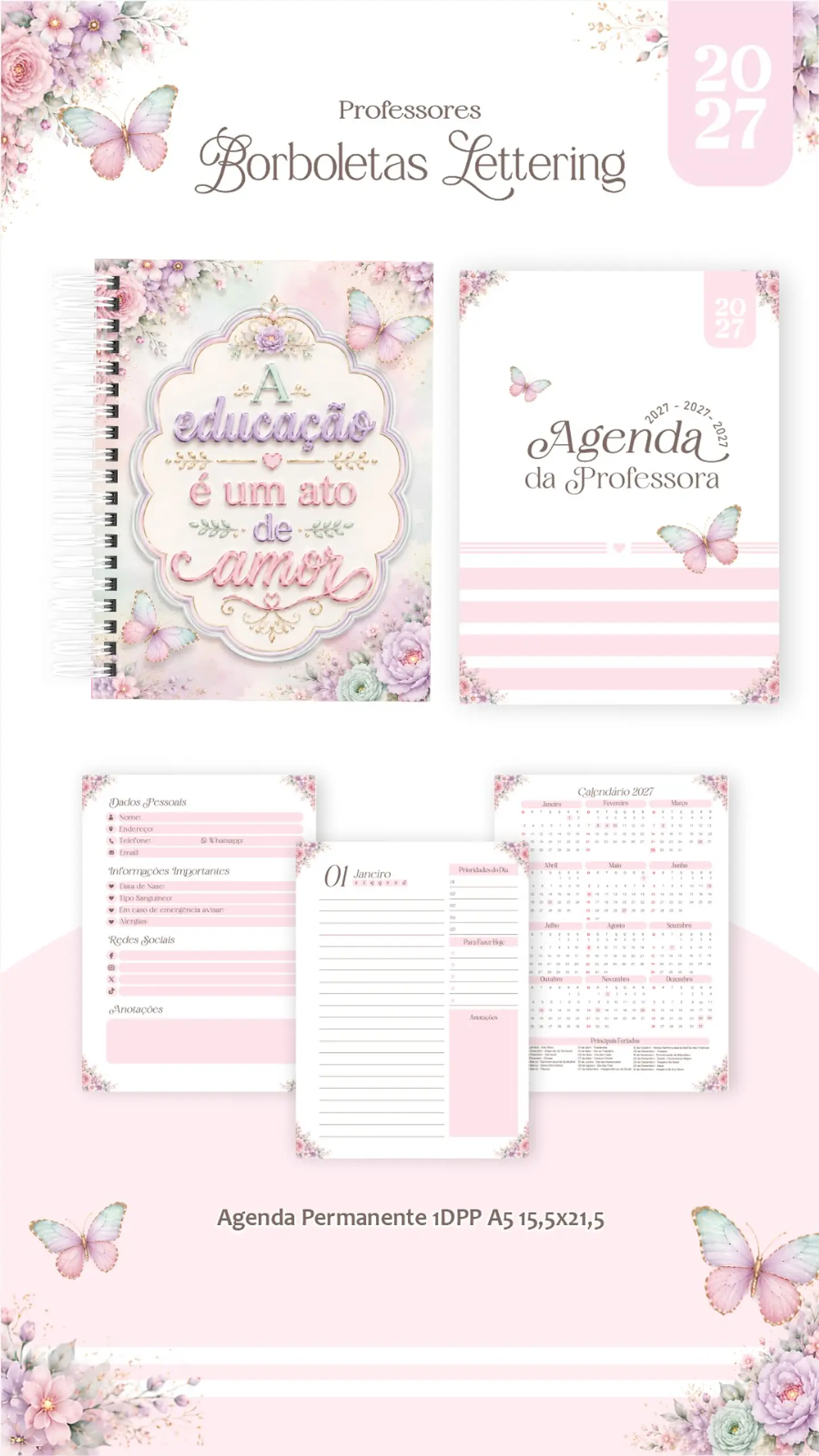 Borboletas Lettering - Professores 2027 10