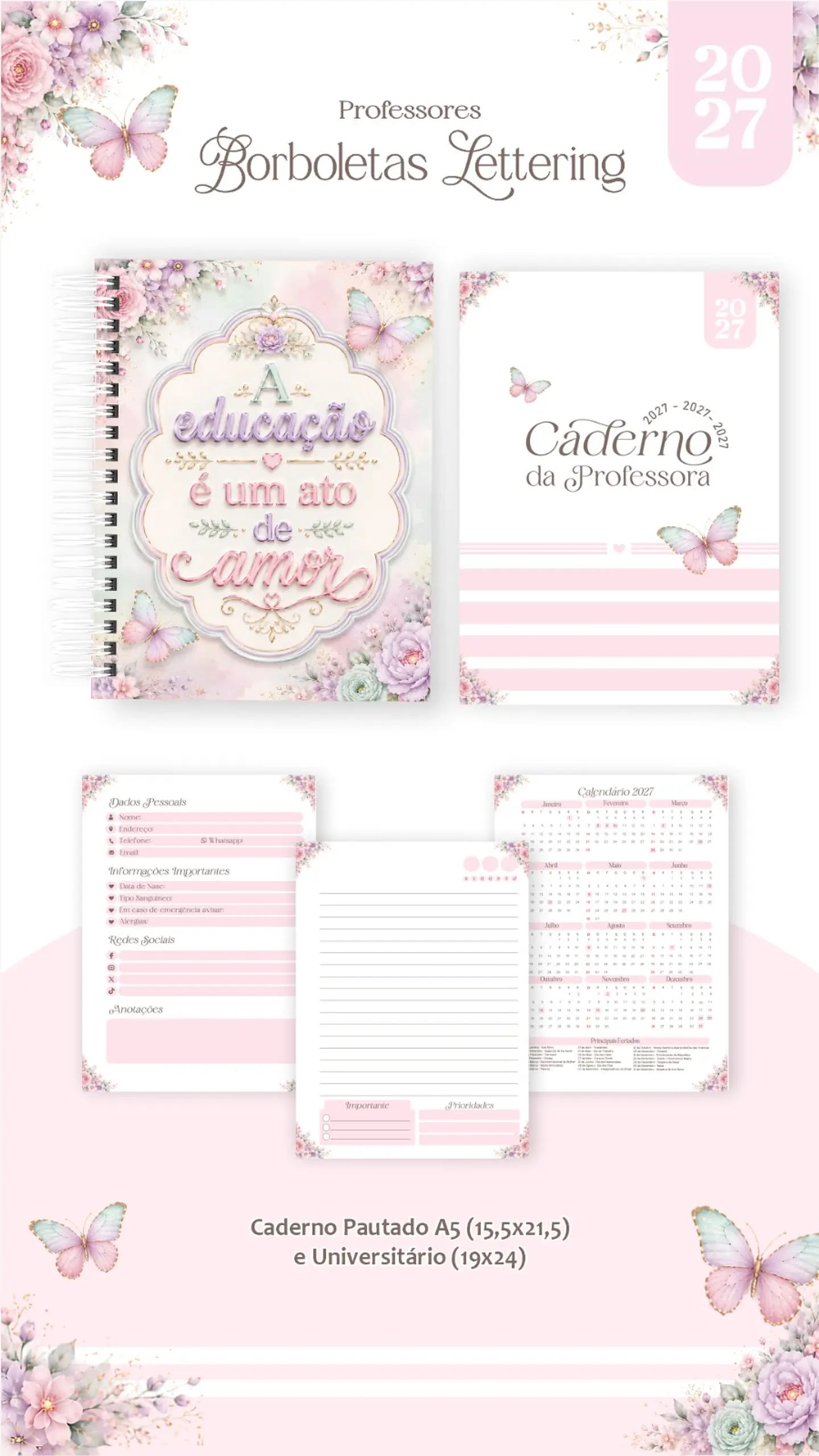 Borboletas Lettering - Professores 2027 13