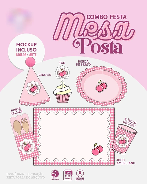 Combo Mesa Posta Cerejinha - Arquivo de Corte