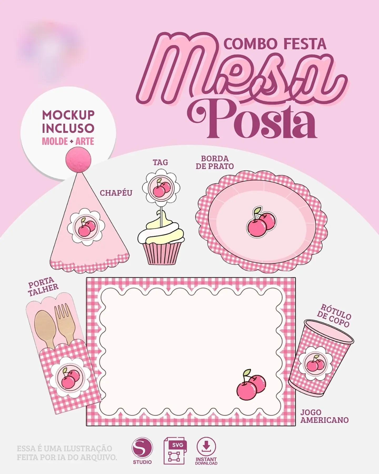 Combo Mesa Posta Cerejinha - Arquivo de Corte 1