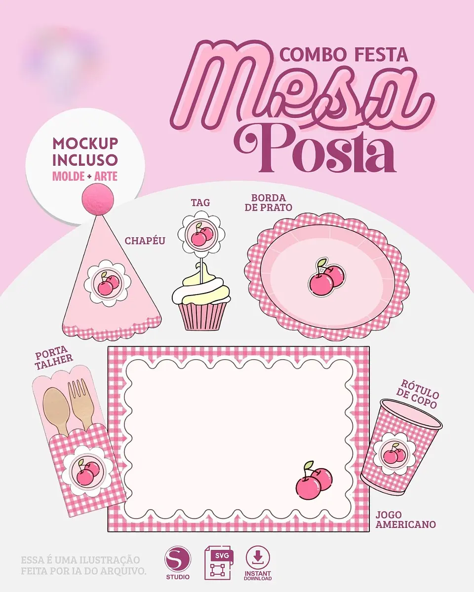 Combo Mesa Posta Cerejinha - Arquivo de Corte 1