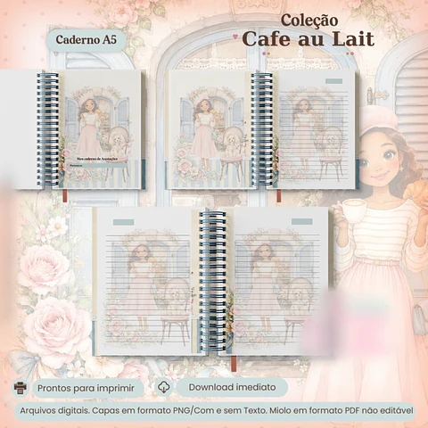 Caderno A5 - Coleção Cafe au Lait