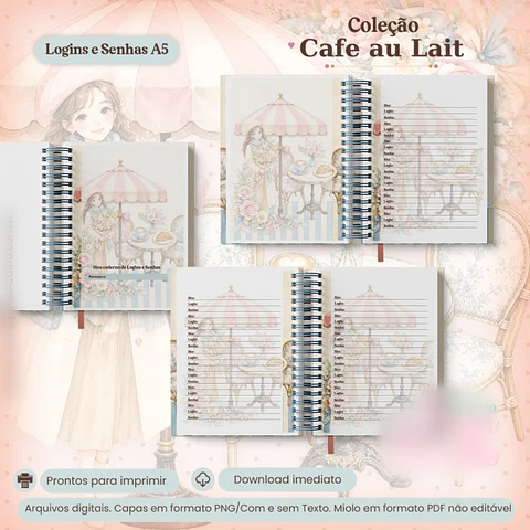 Caderno Logins e Senhas - Coleção Cafe au Lait