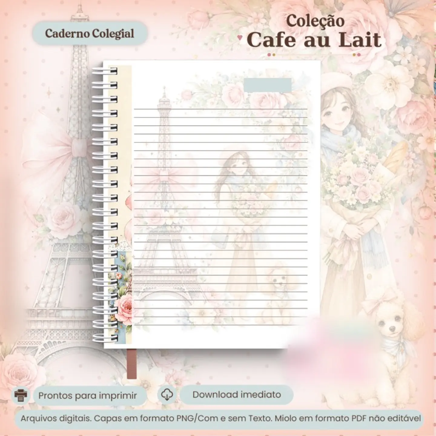 Caderno Colegial - Coleção Cafe au Lait 1