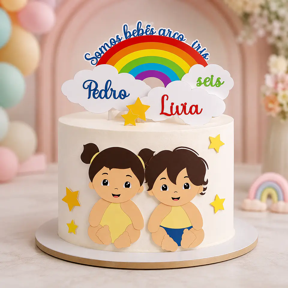 Bebê Arco Iris- Topo de Bolo  1