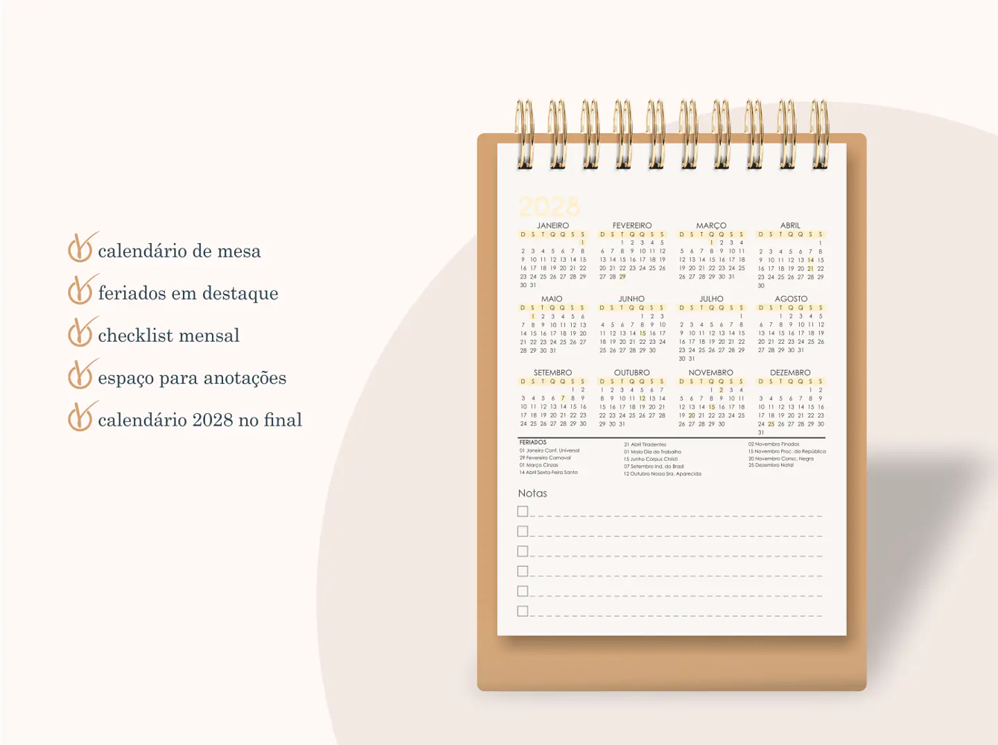 Calendário A6 Vertical 2027 2