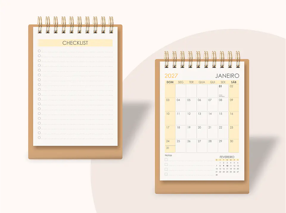 Calendário A6 Vertical 2027 1