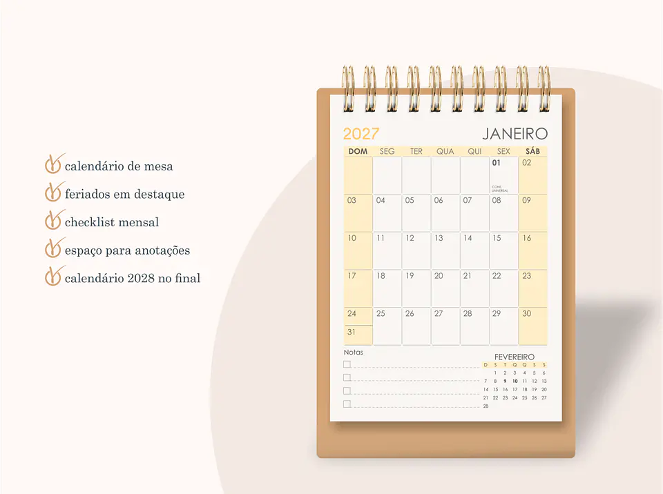 Calendário A6 Vertical 2027 5