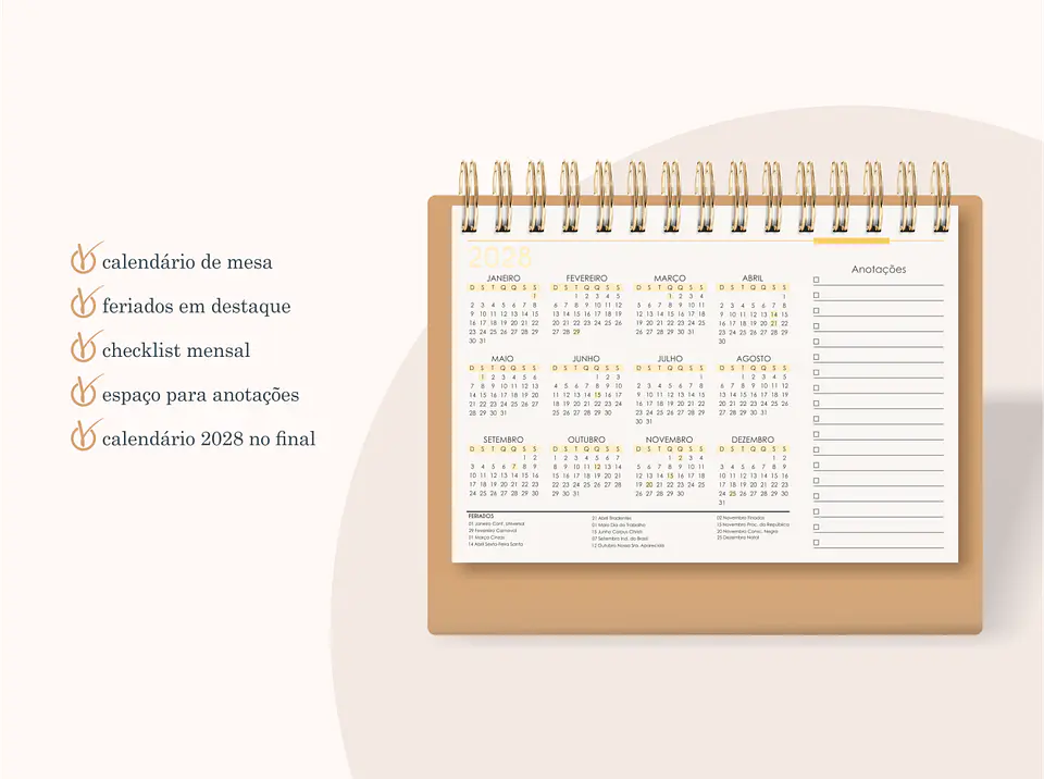 Calendário A6 - Horizontal 2027 2