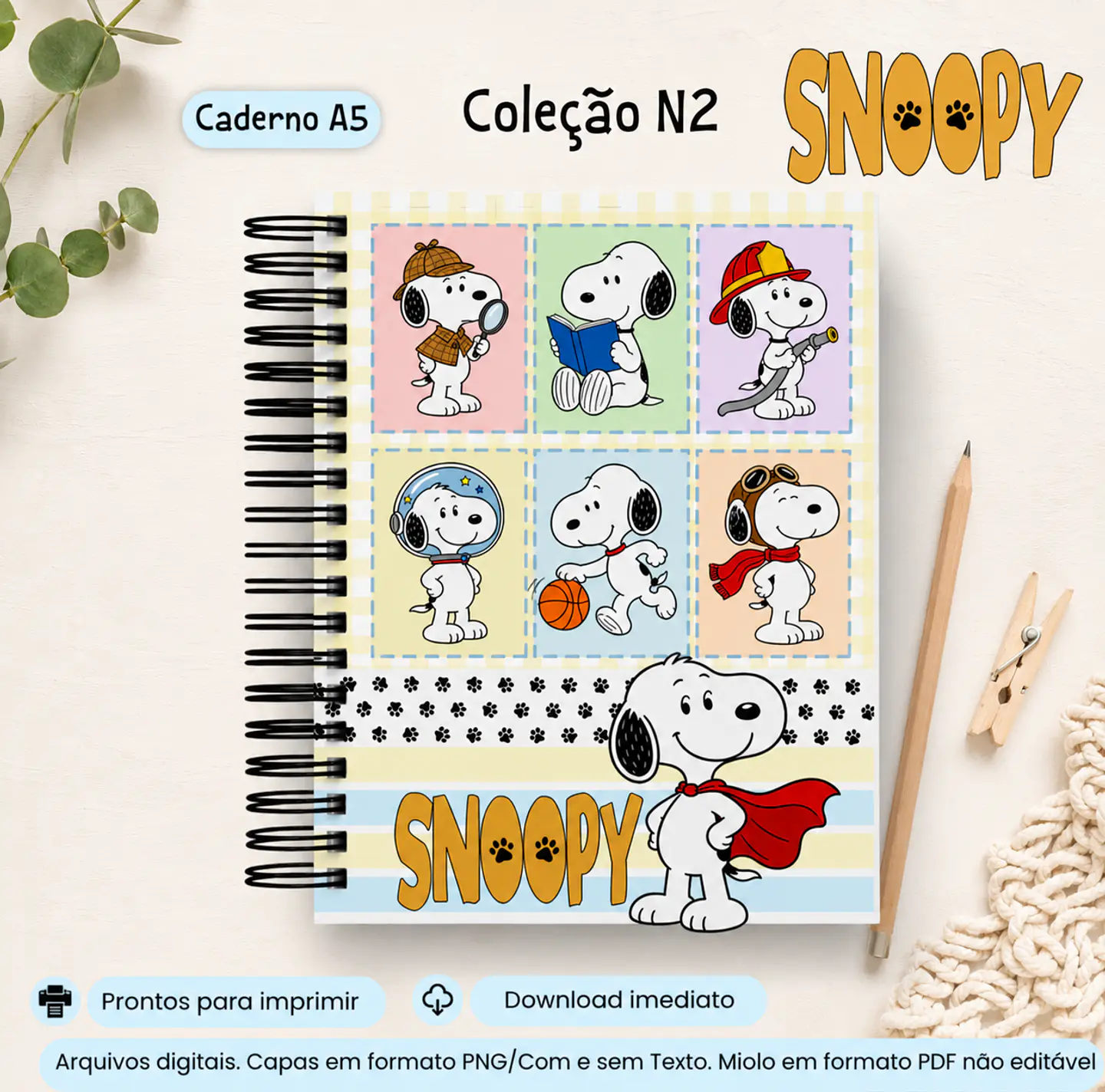 Caderno A5 Snoopy - Encadernação 1