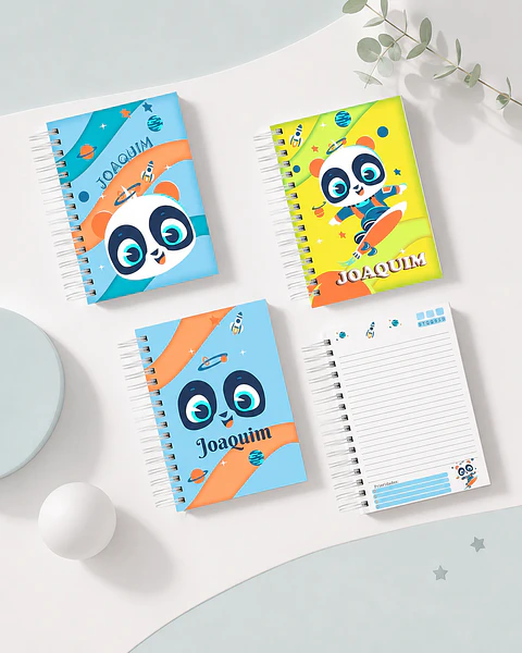 Caderno Panda Menino Puket - Encadernação