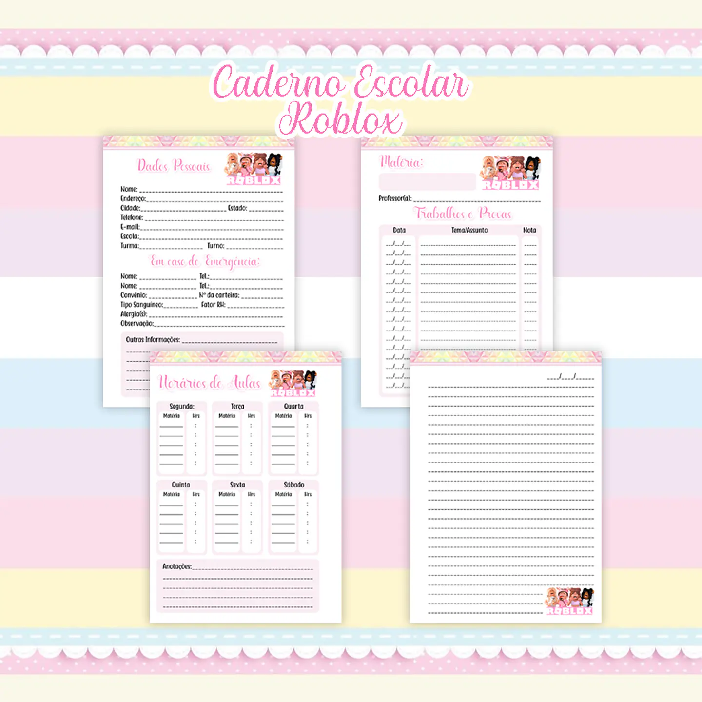 Caderno Roblox Menina 3