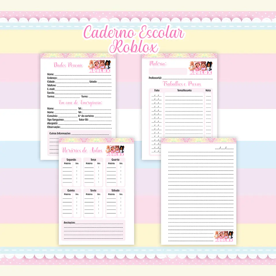 Caderno Roblox Menina 3