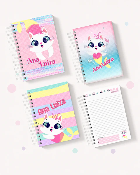 Caderno Gata Sereia Puket - Encadernação