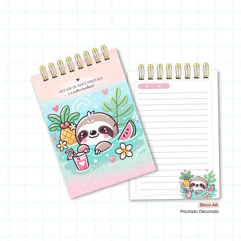 Preguicinha Cute – Caderno Pautado A5 + Bloquinho A6 2