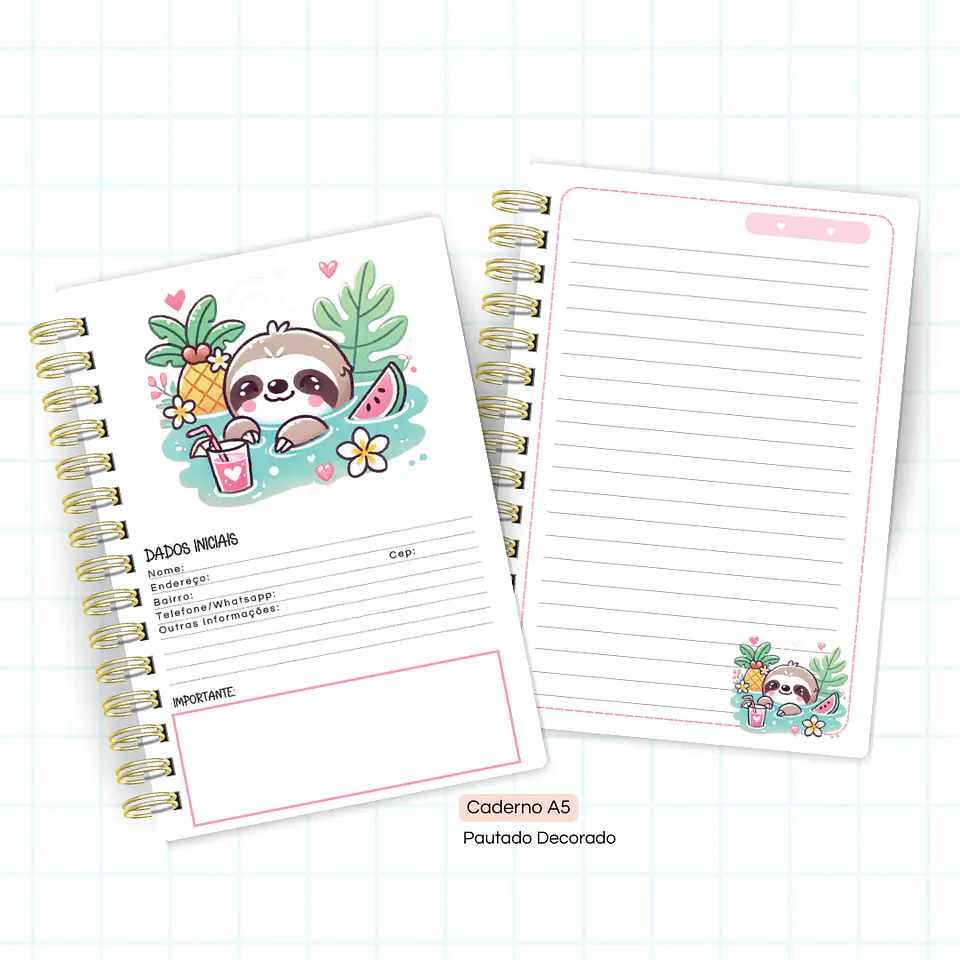 Preguicinha Cute – Caderno Pautado A5 + Bloquinho A6 4