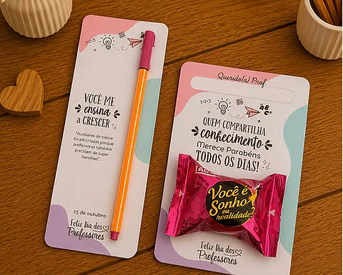 Card para Bombom + Card para Caneta - Dia dos Professores