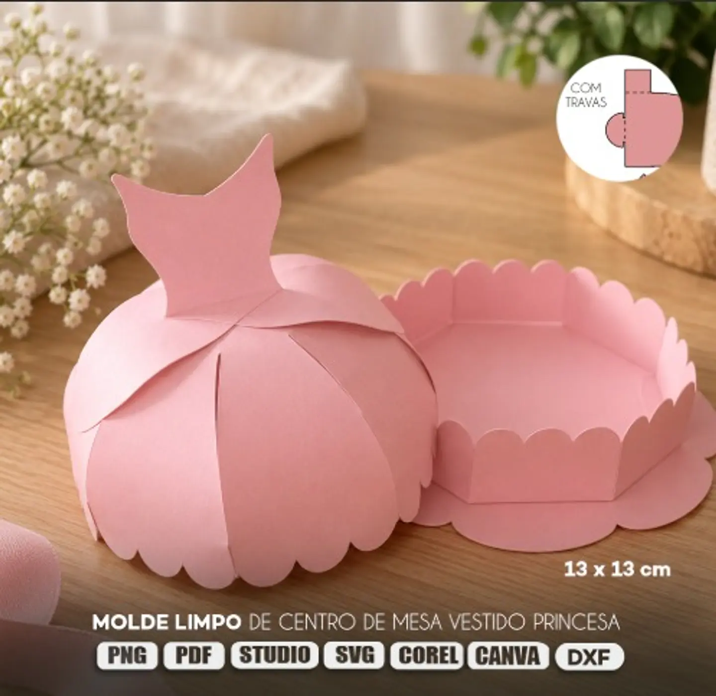 Centro de Mesa Vestido Princesa - Arquivo de Corte 1
