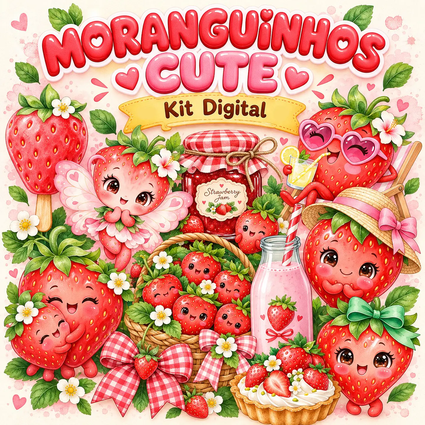 Moranguinhos Cute - Kit Digital 1