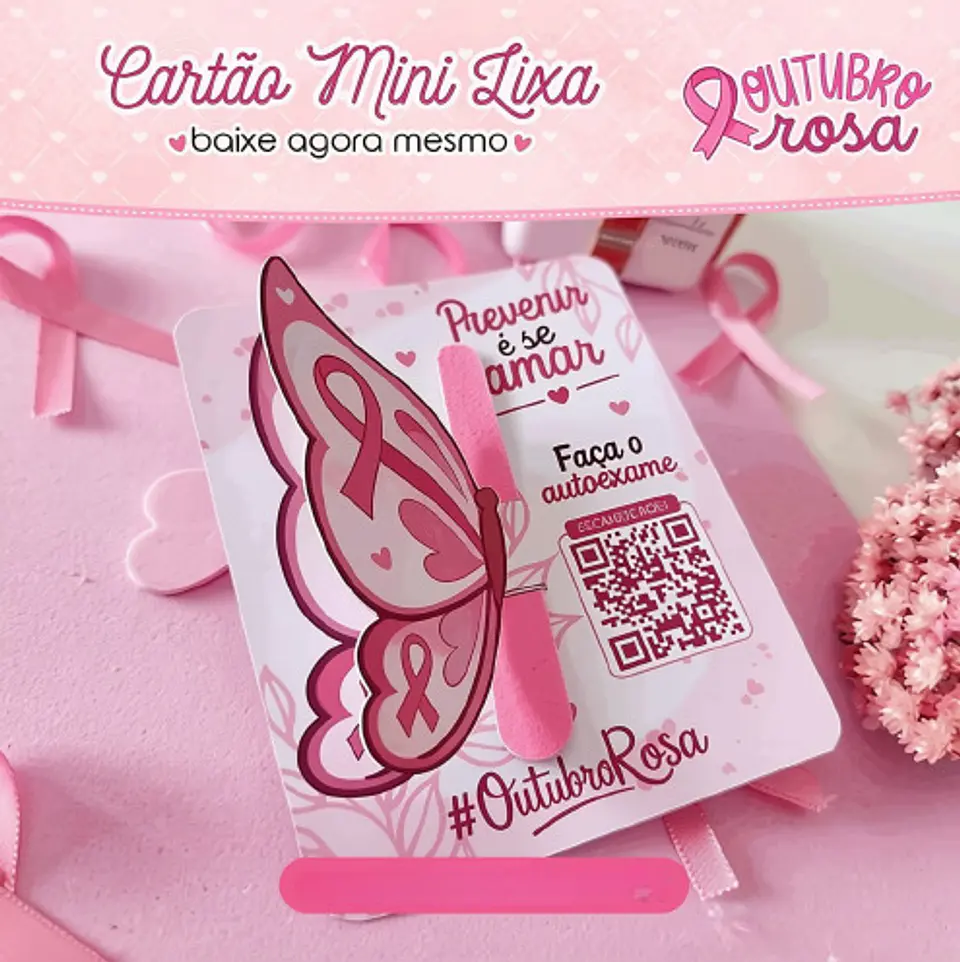 Cartão Mini Lixa - Outubro Rosa 1