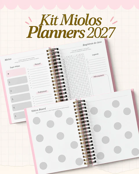 Kits Miolos Planners 2027 - Encadernação
