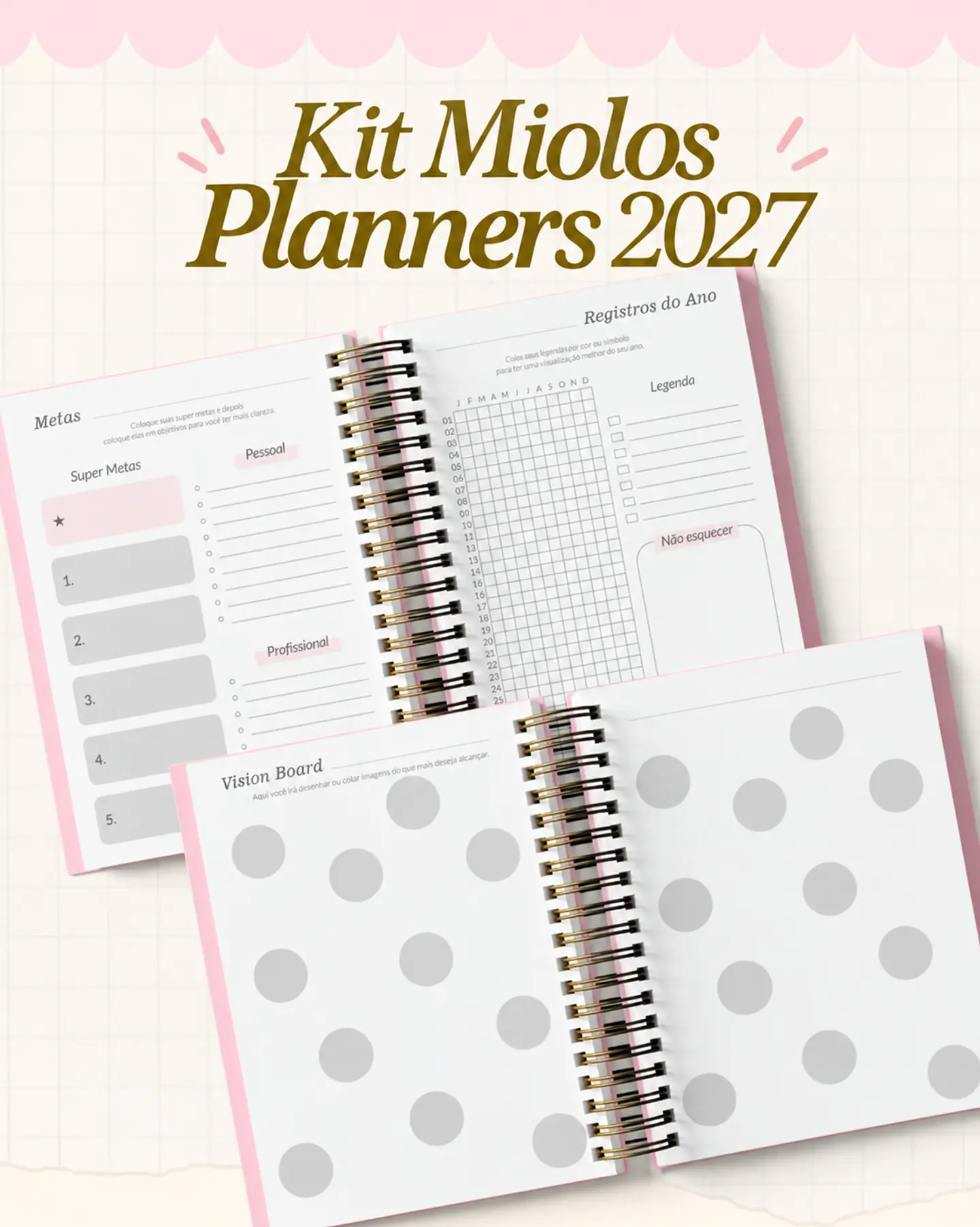 Kits Miolos Planners 2027 - Encadernação 1