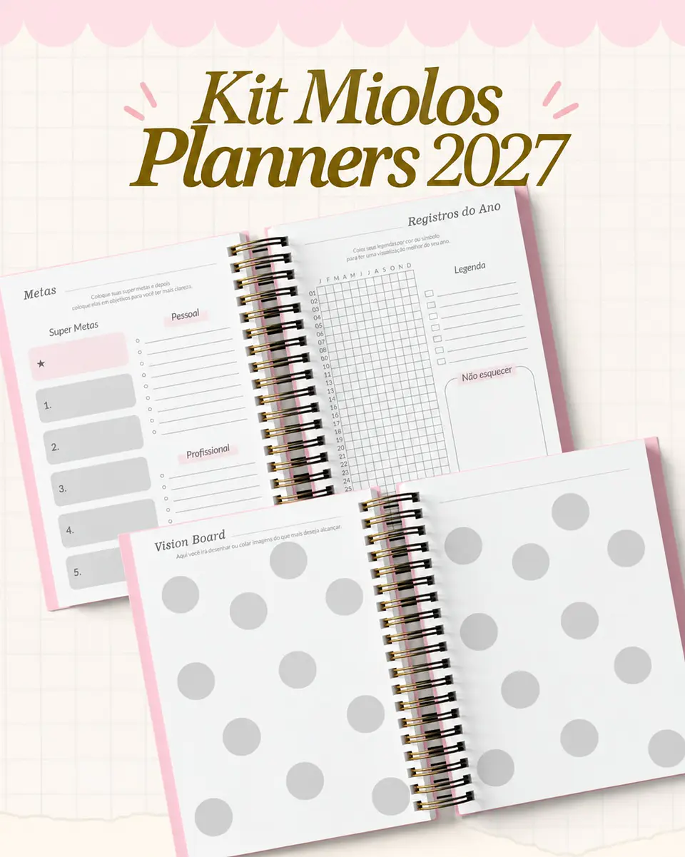 Kits Miolos Planners 2027 - Encadernação 1