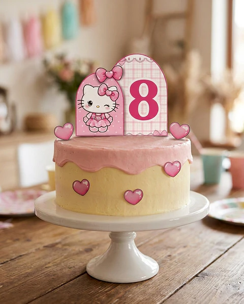 Hello Kitty - Topo de Bolo Cenário