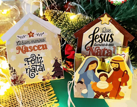 Caixinha Presépio Natal - Arquivo de Corte
