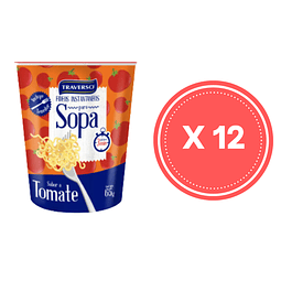 Pack X 12 Fideos Instantáneos sabor Tomate Traverso pote