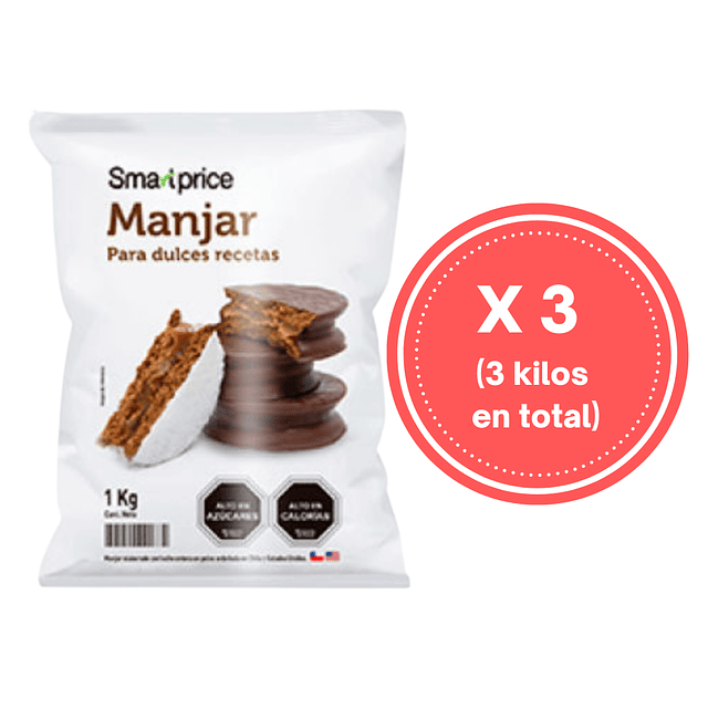 Pack x 3  de Manjar 1 KG Smart Price (3 kilos en total)