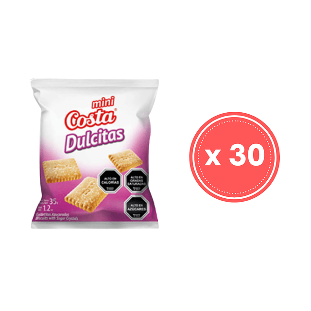 Galletas Colación Mini Dulcitas Costa 35 G X 30 Unidades