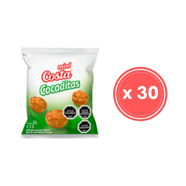 Galleta colaciones Mini Cocadita Costa 35g Caja 30 Unidades